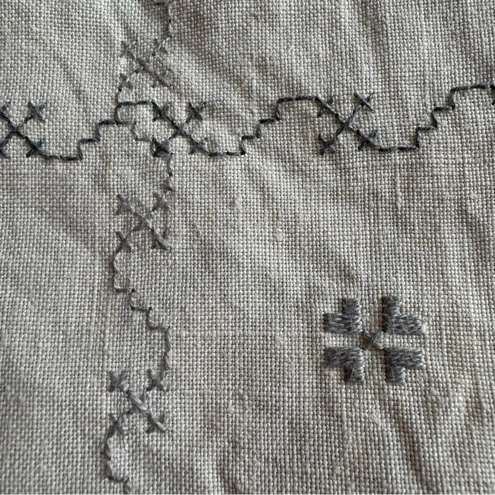Vintage Tablecloth 5 Napkins Square Approx 40” X‎ 40” Blue Embroidered Cut Outs